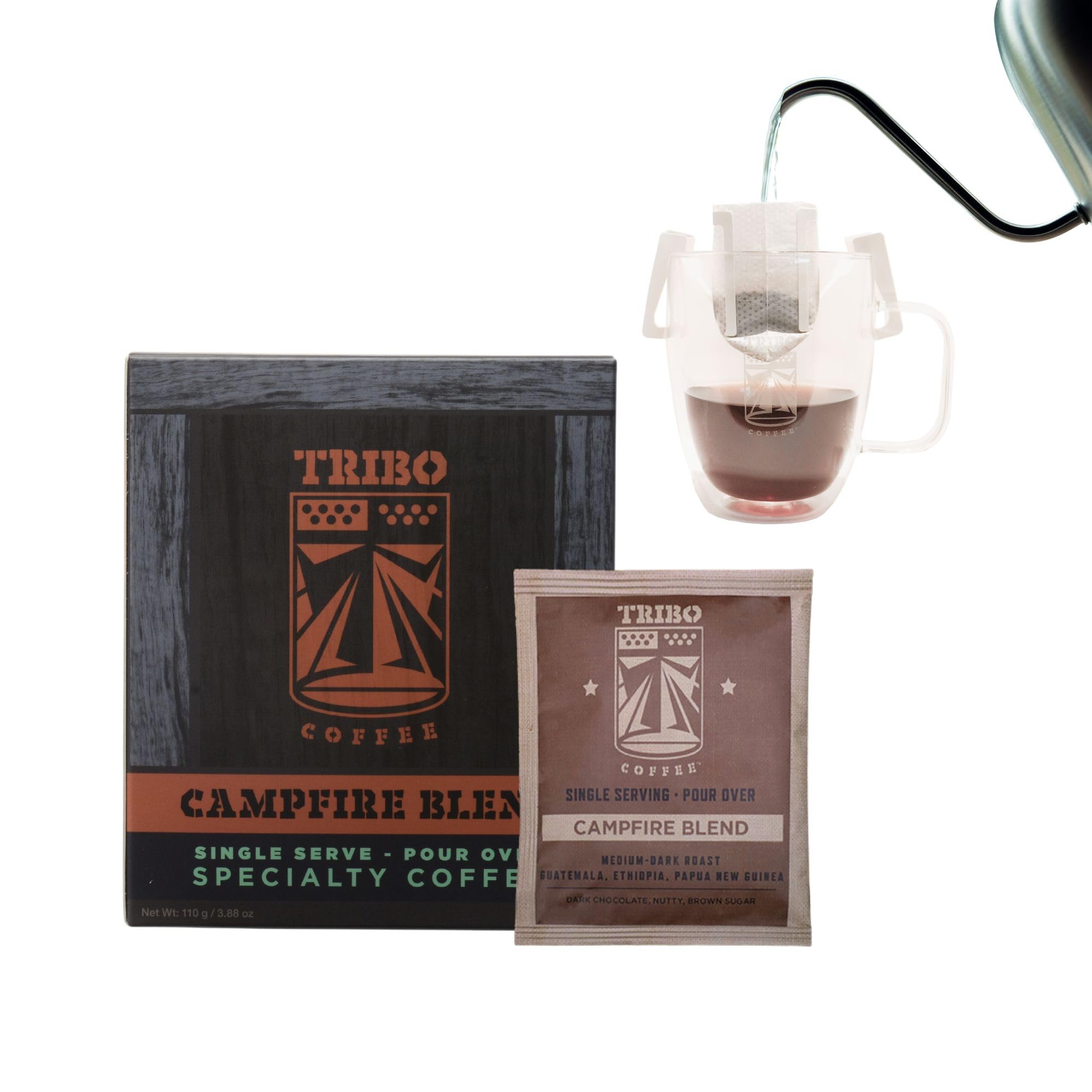 TRIBO Coffee Single-Serve Pour Over Packets, Campfire Blend