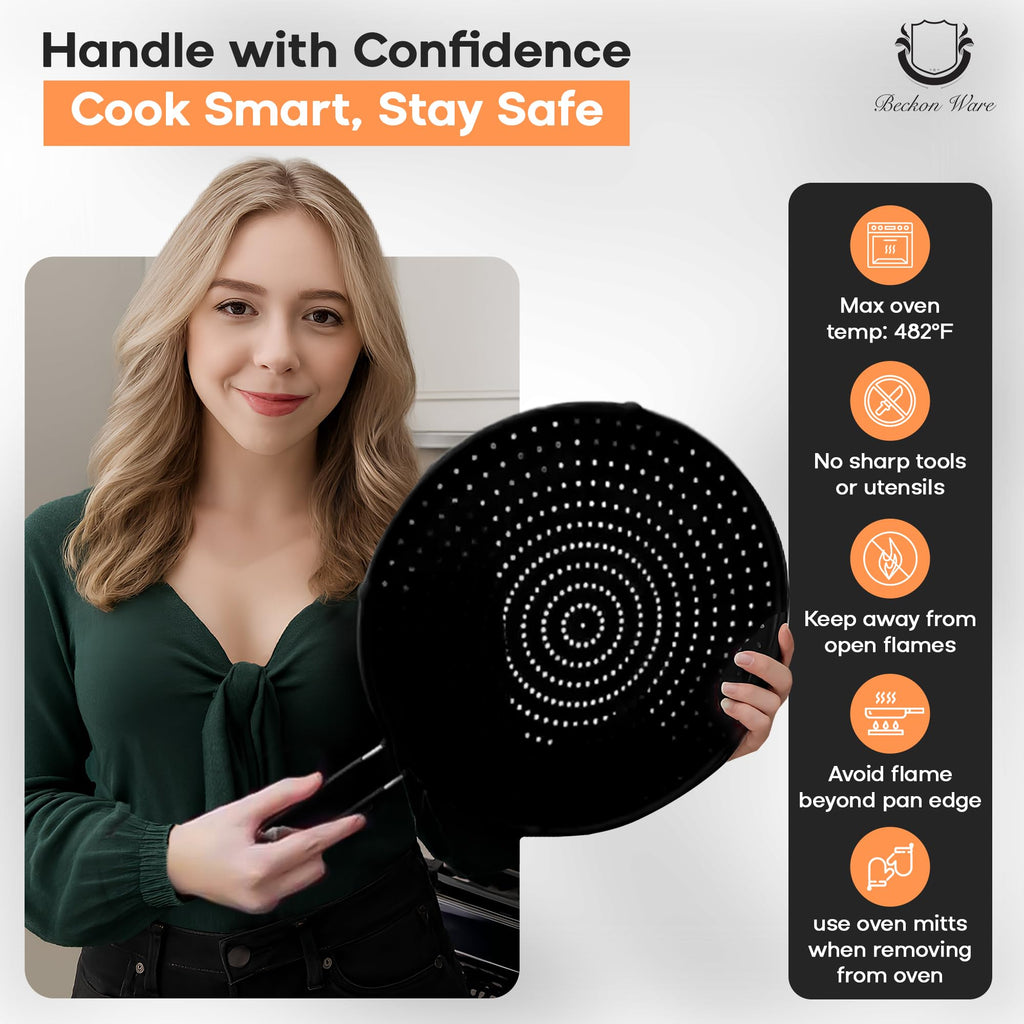 Splatter Screen for Frying Pan -11-Inch Silicone Grease Splatter Guard for 9"-11" Pans- |USA Brand|