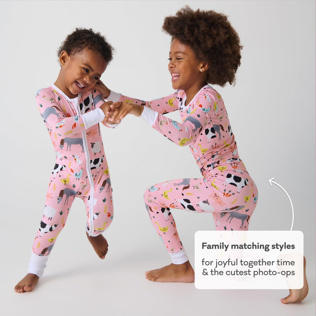 Little Sleepies Baby Pajamas, Pink Farm Animals, 12-18M