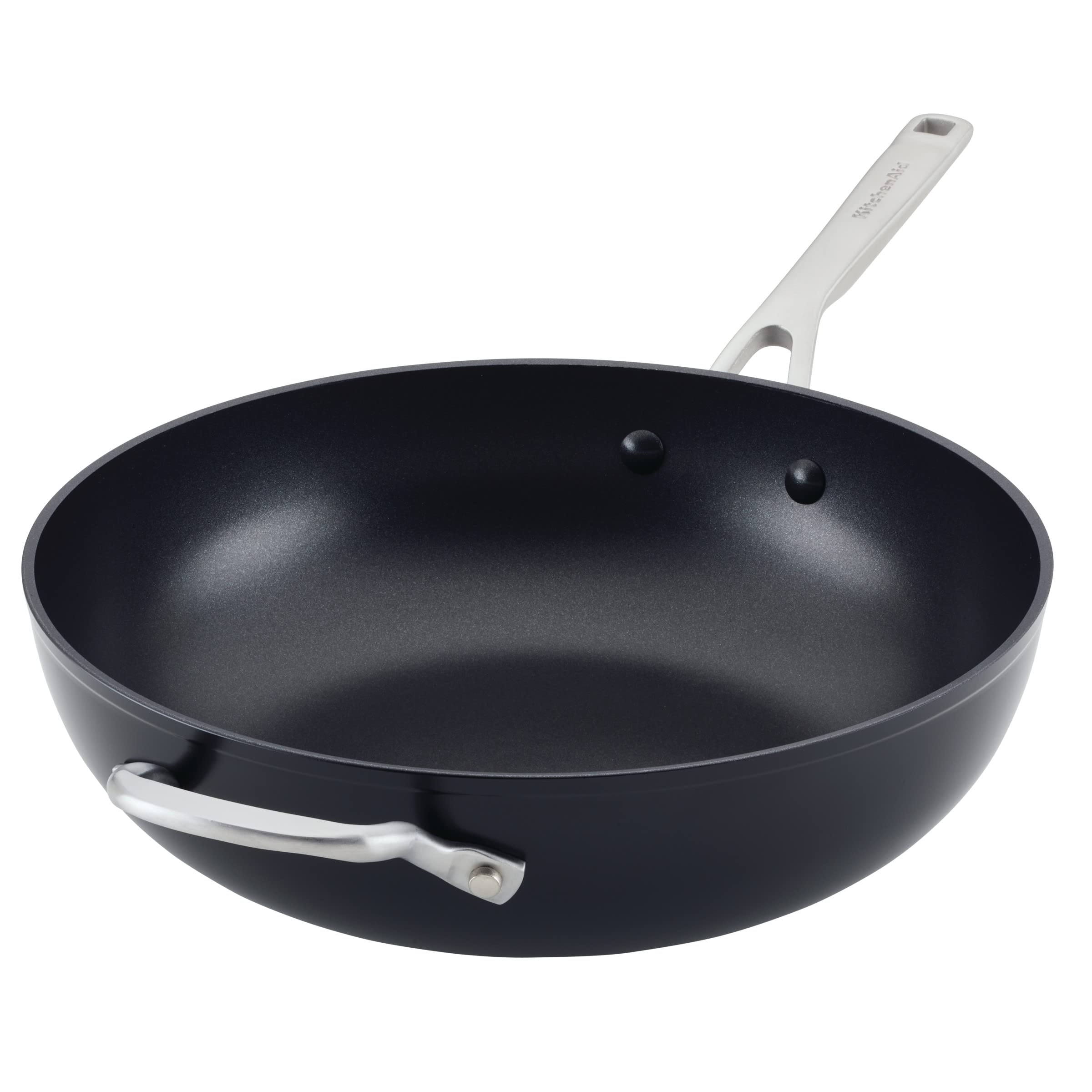 KitchenAid Hard-Anodized Induction Nonstick Stir Fry Pan/Wok with Helper Handle, 12.25-Inch, Matte Black