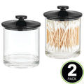 mDesign Small Modern Apothecary Storage Organizer Canister Jars - Acrylic Containers for Bathroom, Organization Holder for Vanity, Counter, Makeup Table, Lumiere Collection, 2 Pack, Clear/Black