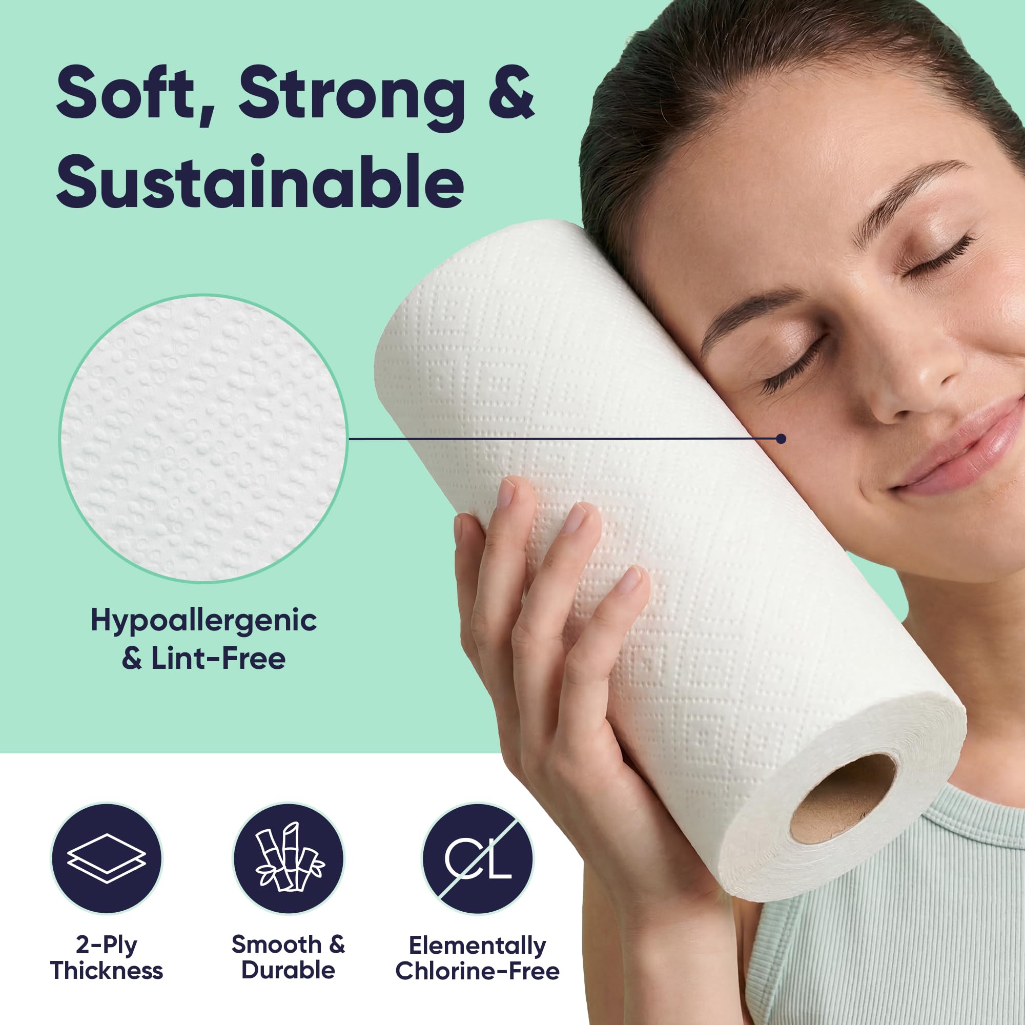 Save Trees Bamboo Paper Towels 12pk - 1800 Sheets Paper Towel Rolls Ultra Absorbent & Durable EcoTowels - FSC-Certified, Vegan Bamboo Kitchen Rolls