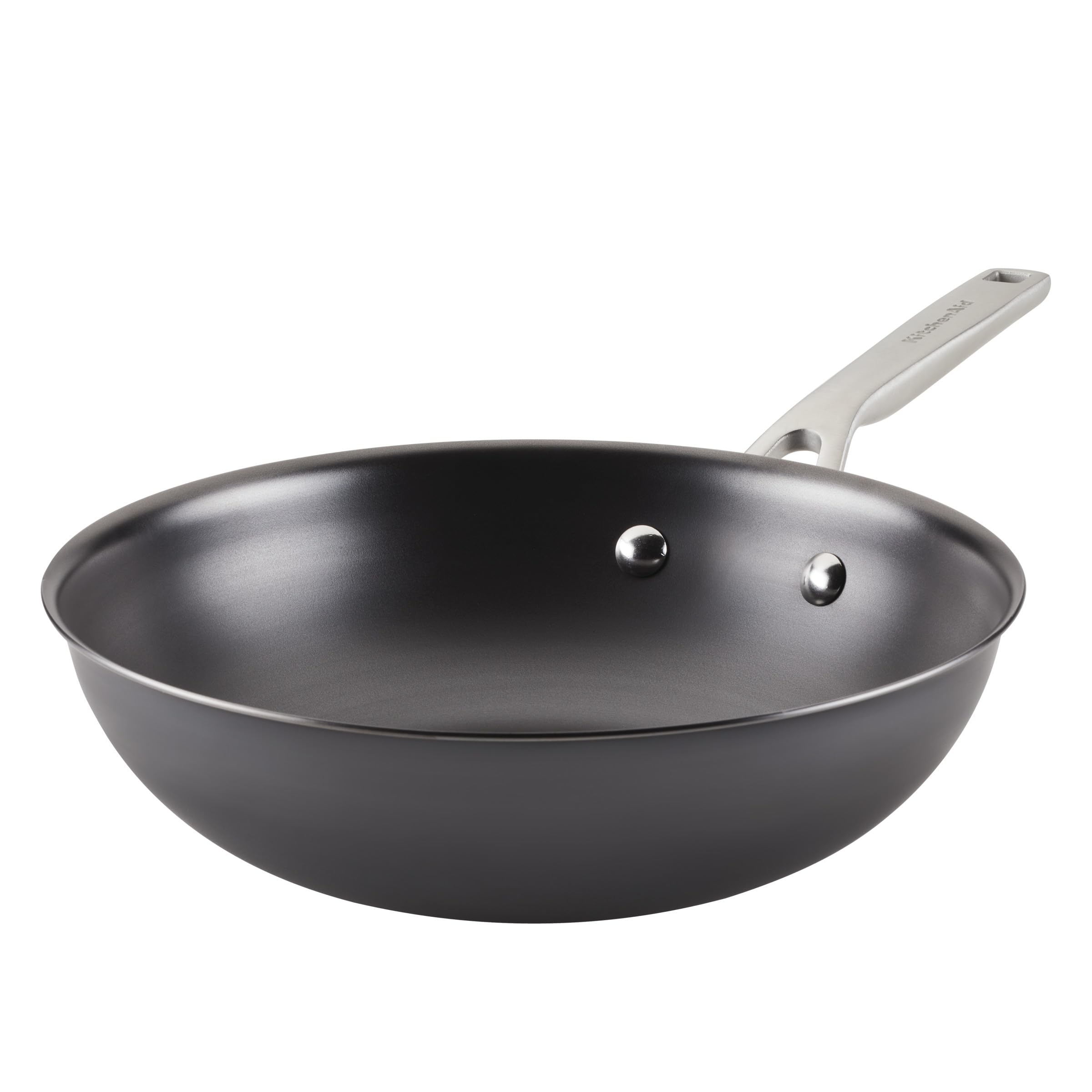 KitchenAid NITRO Carbon Steel Wok, 10-Inch Nitrided Carbon Steel Pan, Stir Fry Pan, Gray