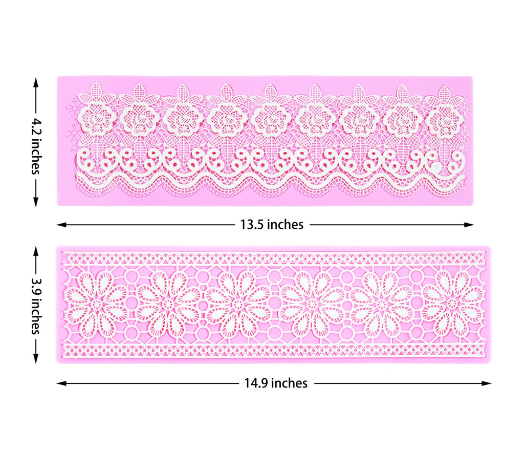 Embossing Lace Fondant Molds, Multi Circle Flowers Lace Mat Wedding Cake Decoration Tool, Rattan Shaped Cupcake Mat Silicone Molds Set of 3