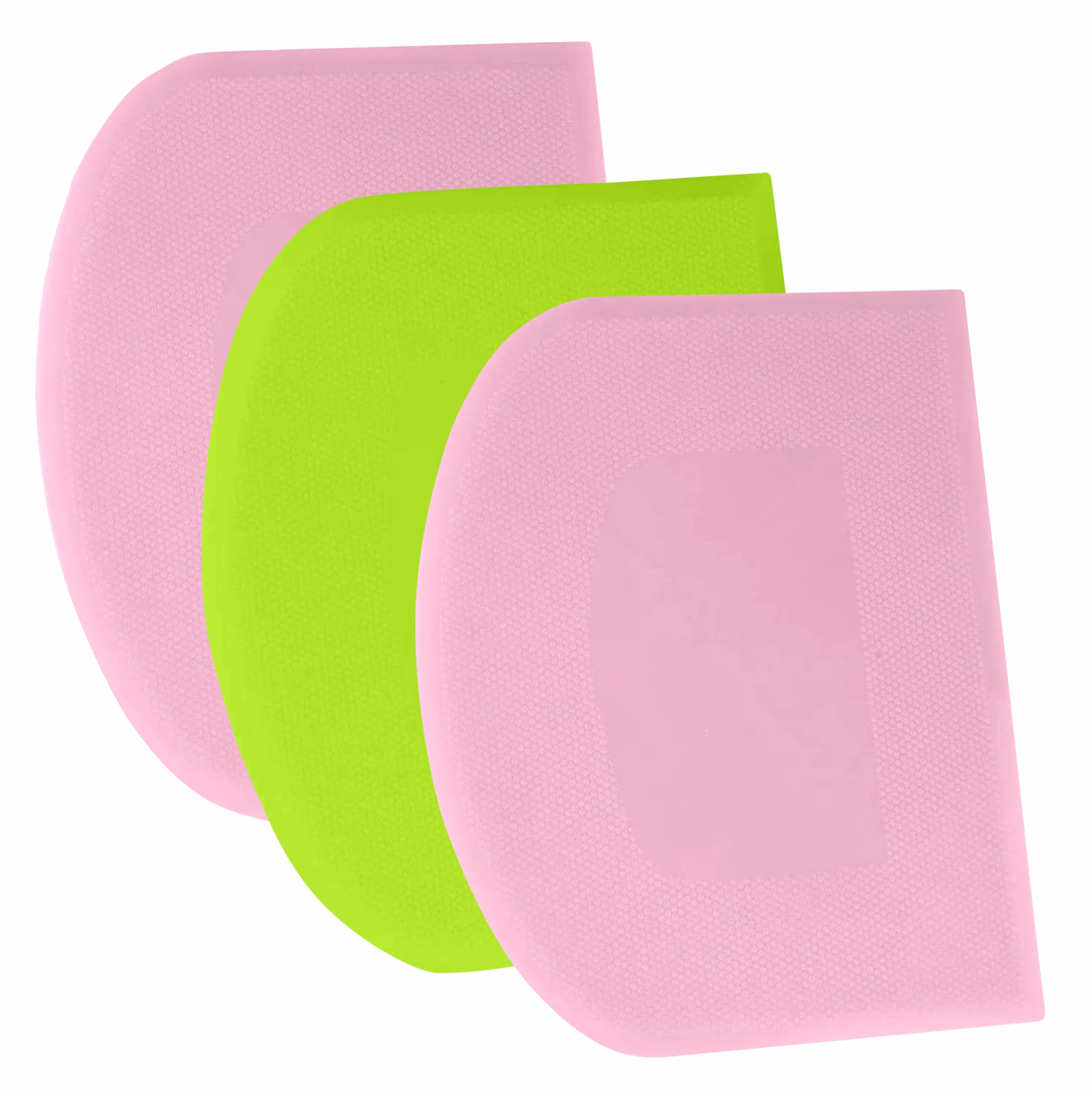 SURDOCA Dough Scraper Bench Scraper - 3P 8.3x5.5" Plastic Flexible Bowl Scraper, Sharp Edge & Angles Cake Scraper. Non-Slip Bakeware Decorating Tools Sculpting & Modeling Tools - Pink+Green+Pink
