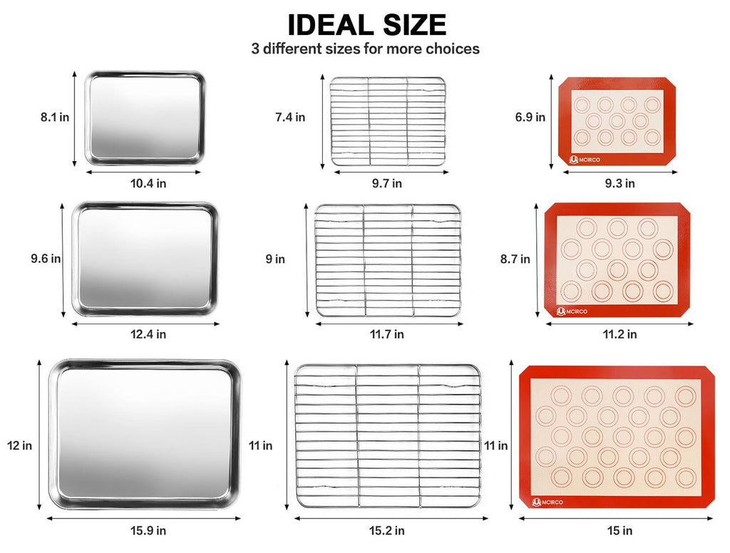 M MCIRCO Baking Sheet with Cooling Rack, Baking Mat Set, Set of 9