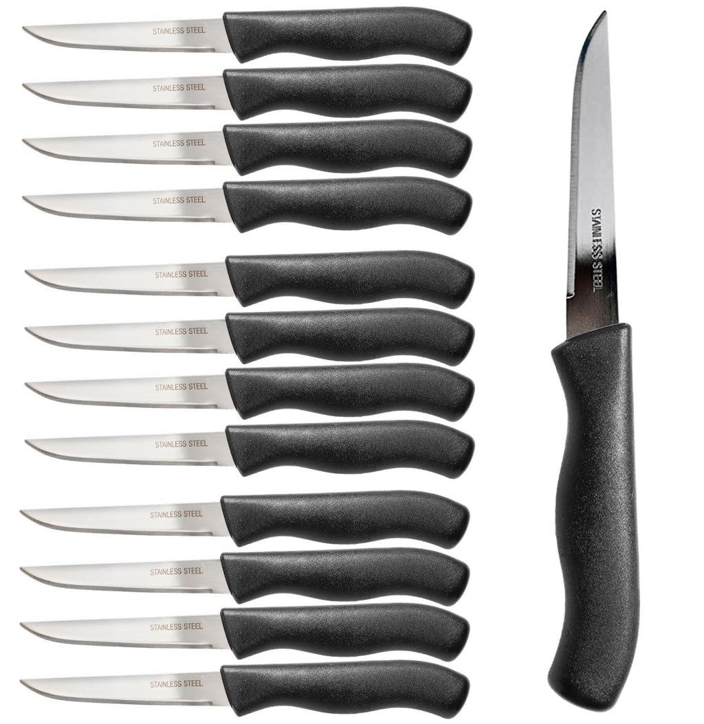 Brenium Paring and Garnishing Knife, 12-Piece Set, Straight Edge, Black