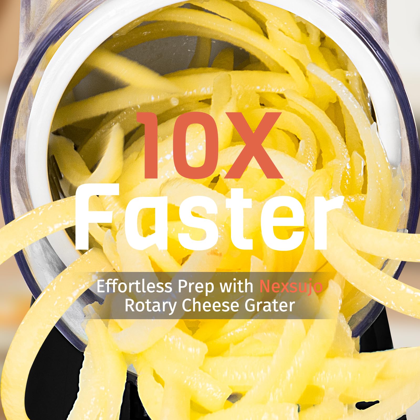Cheese Grater Hand Crank, Rotary Cheese Shredder with 3 Interchangeable Blades for Coarse, Fine Shredding and Slicing, Strong Suction Base for Pizza, Pasta, Salad, Vegetables, Nuts, Chocolate