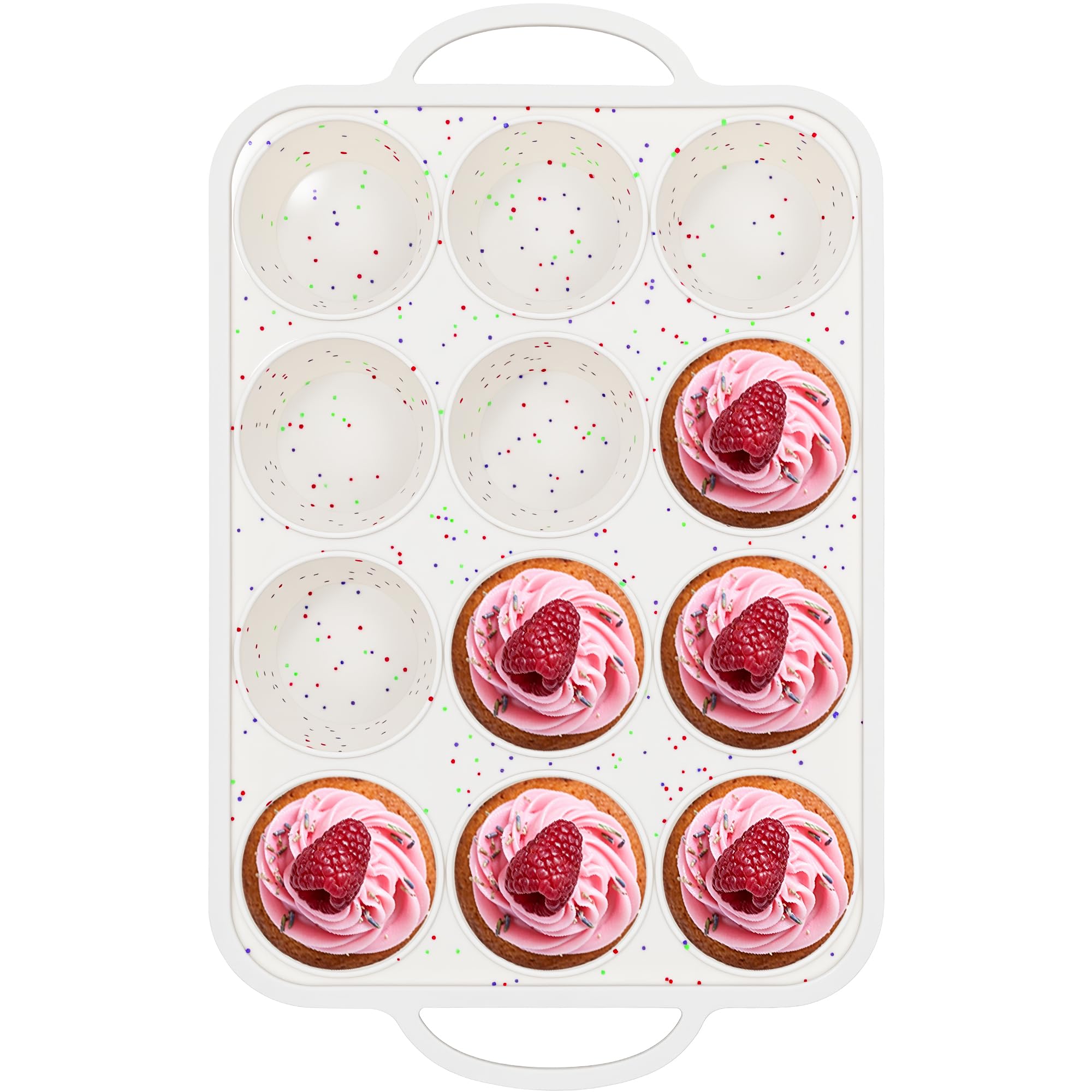 AOTASO Silicone Muffin Pan with Metal Frame, Nonstick 12 Cup Regular Size Cupcake Pan, Silicone Muffin Tray for Baking Egg Bites Muffins Cupcakes Gifts for Mom Home Baker Kitchen (1 Pc, Cream)