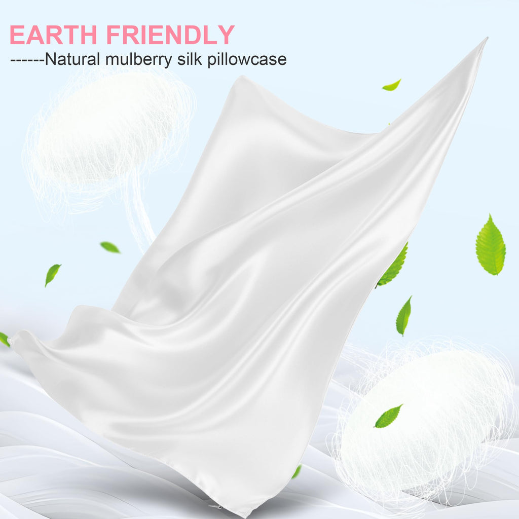 LYSHIN White Silk Pillow Cases Queen Size with Hidden Zipper