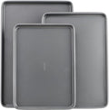 GoodCook Everyday Nonstick Carbon Steel Baking Sheet Set, 3 Pack – Small 13” x 9”, Medium 15” x 10”, Large 17” x 11” – Carbon Steel Cooking Pans, Cookie Sheet Bakeware Set