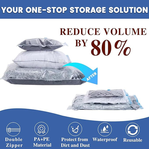 15 Pack Vacuum Storage Bags with Electric Pump, Space Saver Bags (8 Jumbo/7 Large) Compression for Comforters and Blankets, Sealer Clothes Storage Travel Essentials