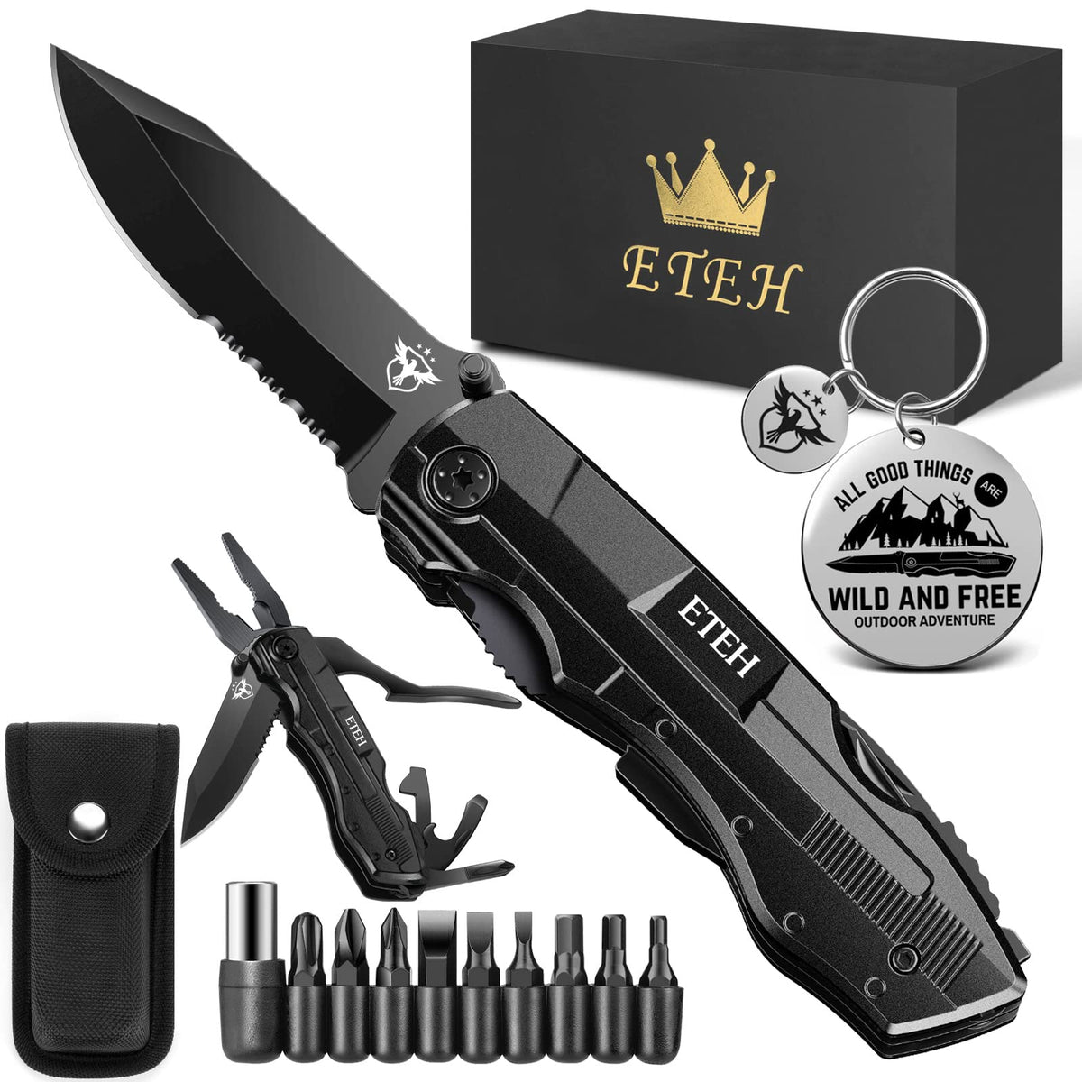 Gifts for Boyfriend Husband,Multitool Pocket Knife "I LOVE YOU",Anniversary Birthday Christmas Valentines Day Gifts for Him,Unique Camping Hunting Cycling Gift Ideas for Men