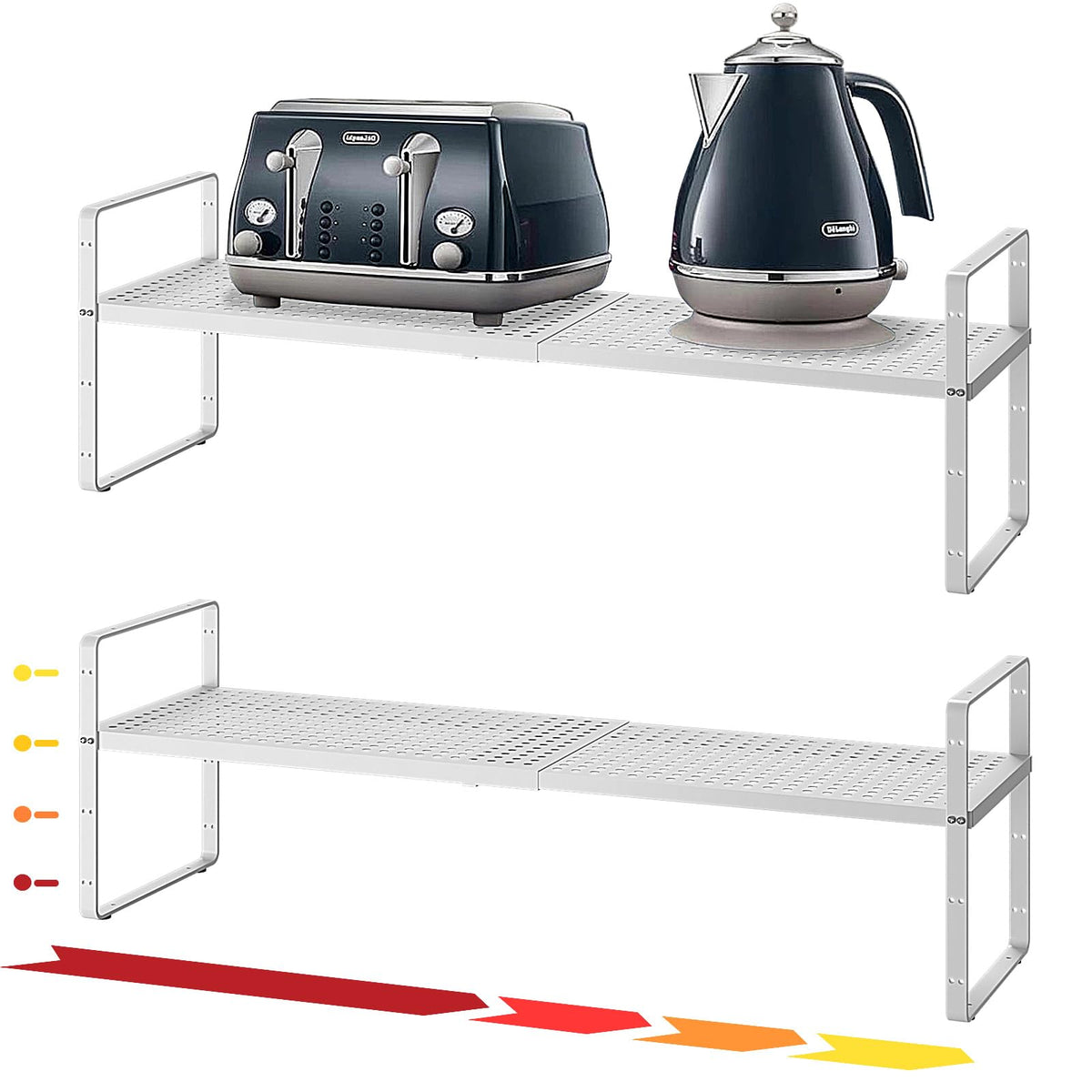 taiheis 16.5~27.1" Expandable Shelf，2Pack 8.1" Wide Adjustable Height Cabinet Shelves，Black