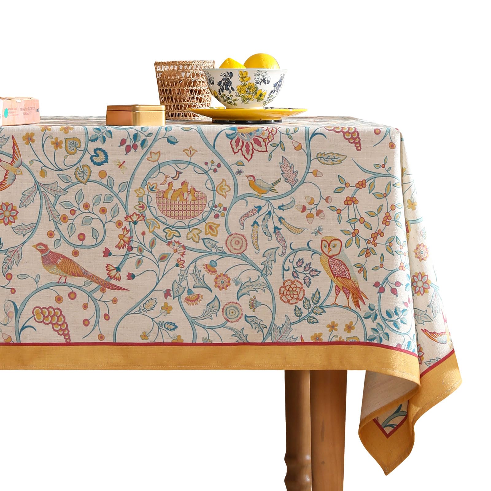 patdrea Vintage French Linen Tablecloth — 94" x 63" (Rectangular) — 79" x 55" (Rectangular)
