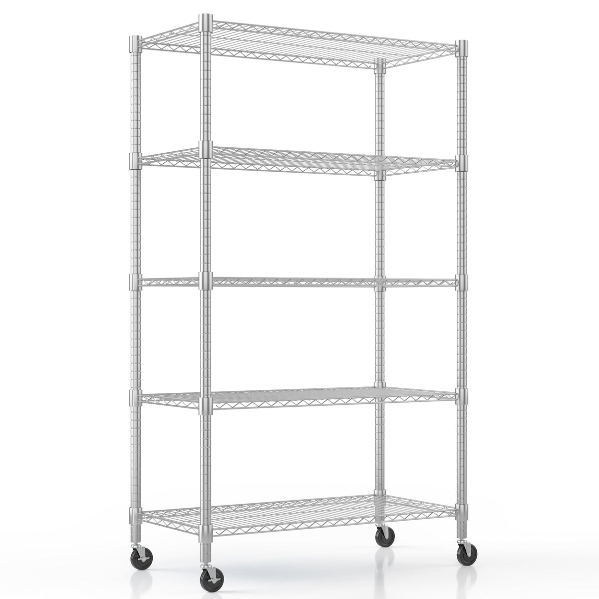 Himimi 72" H Storage Shelves 4 Tier Metal Shelving Adjustable Wire Shelf with Wheels, Heavy Duty Shelving for Garage Kitchen Pantry Bathroom Laundry 18" D*48" W*72" H, Black