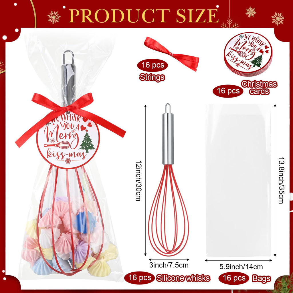 FoldTier 16 Sets 12 Inch Whisks Bulk DIY Fillable Whisk Gifts Colored Silicone Whisks for Cooking Heat Resistant Egg Beaters for Candy Holder Party Favors