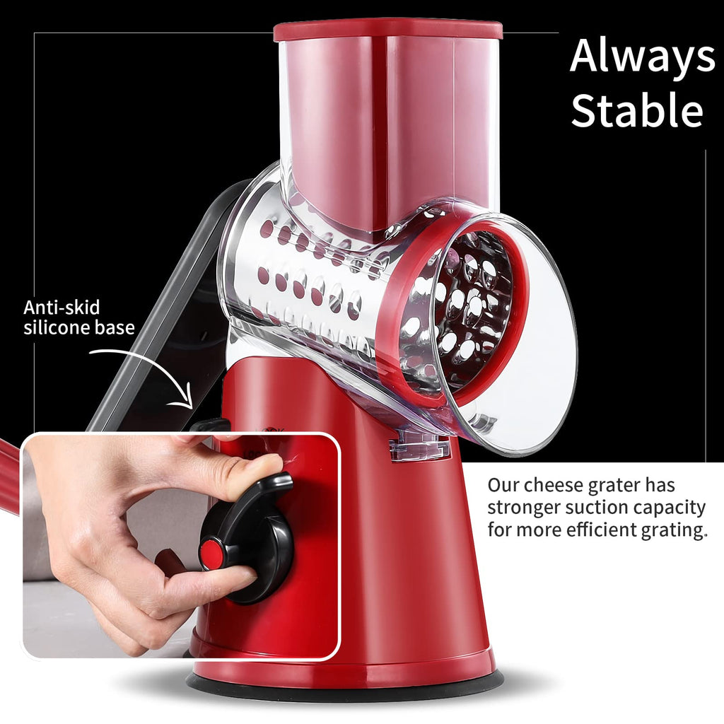 Geedel Rotary Cheese Grater Hand Crank, Cheese Shredder Mandoline Slicer