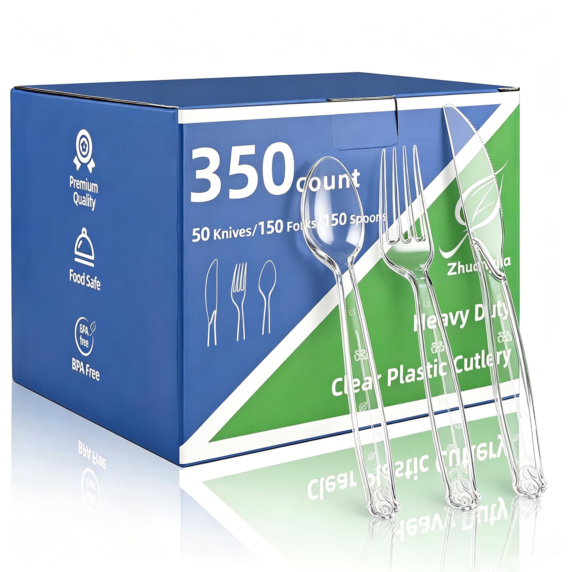 350pc Heavy Duty Plastic Silverware Set: 150 Forks/150 Spoons/50 Knives