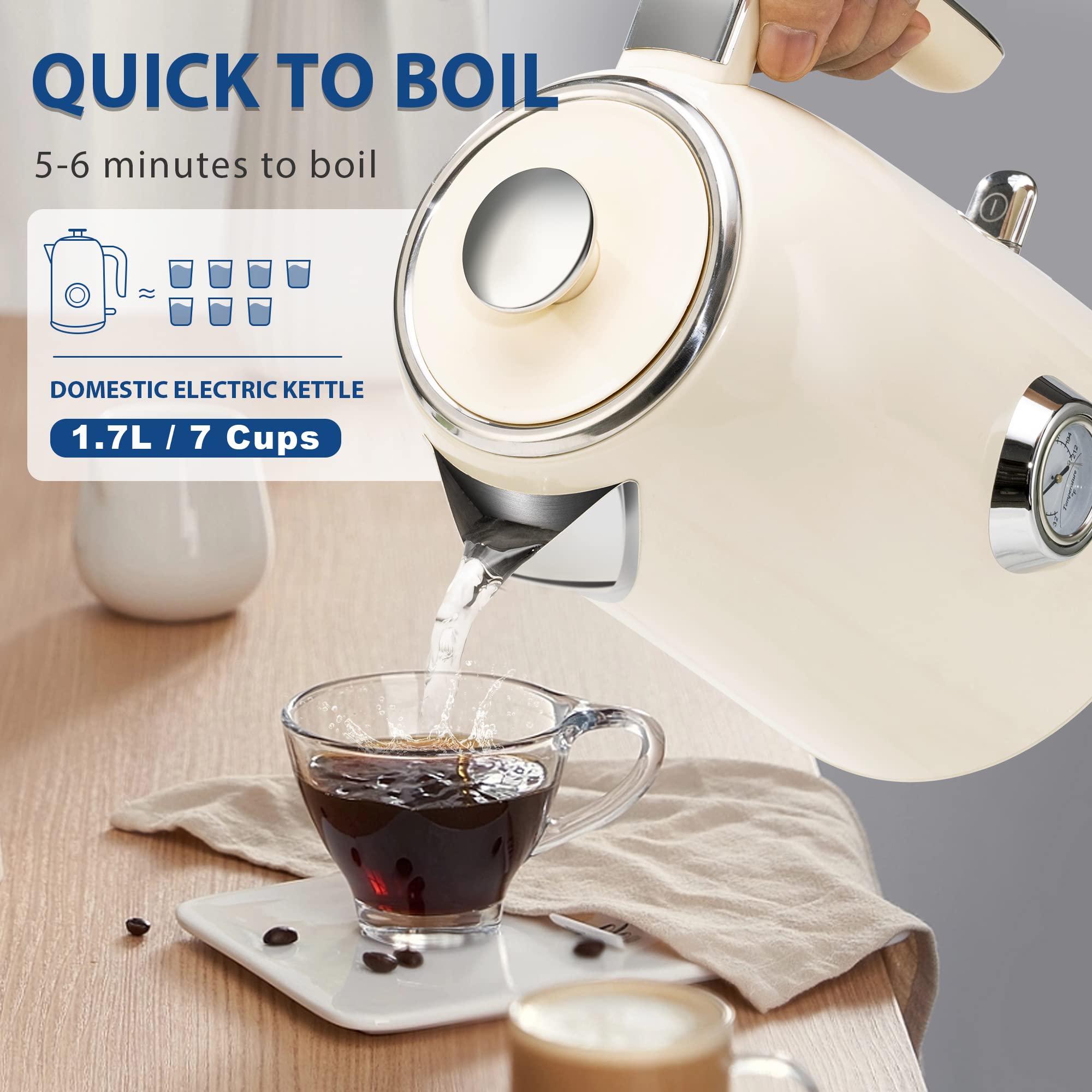 PUKOMC Electric Kettle,1.7L Stainless Steel Electric tea kettle