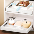 Makfoner 1 Pcs Pull Out Cabinet Organizers, Width (12"-19") and Depth (17"-23") Expandable With 3 Slides, No Drill Slide out Drawers Adhesive Film or Nail Cabinets Without Lip in Kitchen, Bathroom