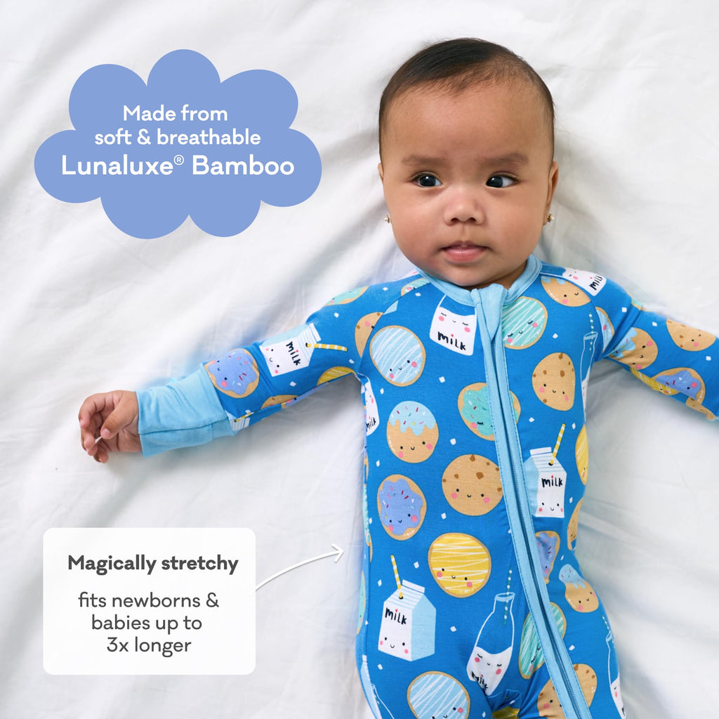 Little Sleepies Baby Pajamas, Blue Cookies & Milk, 0-3M