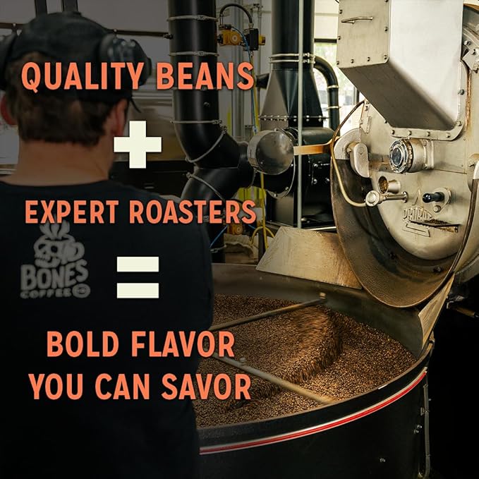 Bones Coffee Company Salty Siren, Sea Salted Caramel Chocolate Flavored Coffee, Medium Roast Low Acid Arabica Beans Compatible with Auto drip and French Press Coffee Maker, 12 Oz Ground