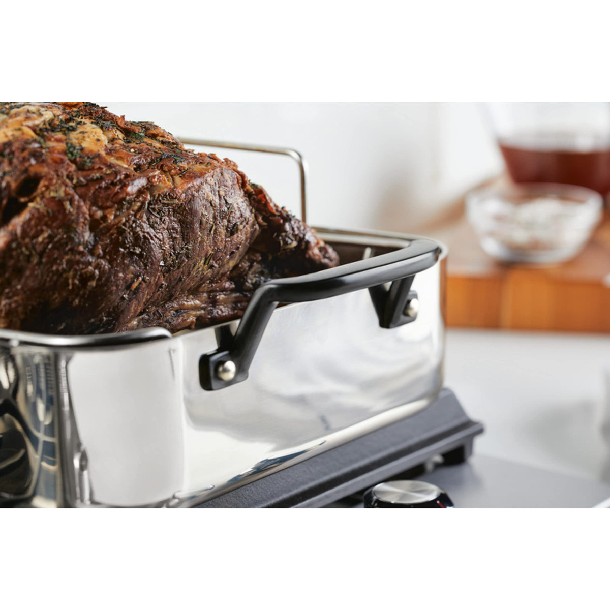 KitchenAid 5-Ply Clad Stainless Steel Roaster with Wire Rack, 15x11.5 inch