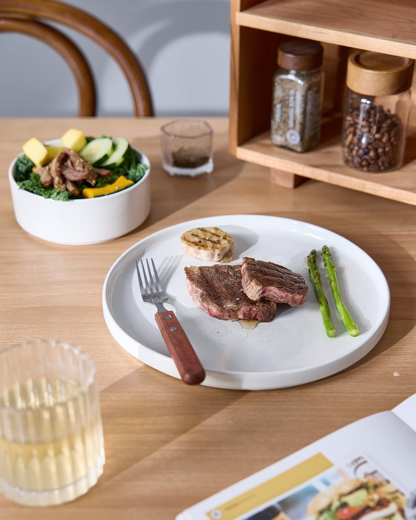 Famiware Nebula Plates and Bowls, 24-Piece Dinnerware Set, White