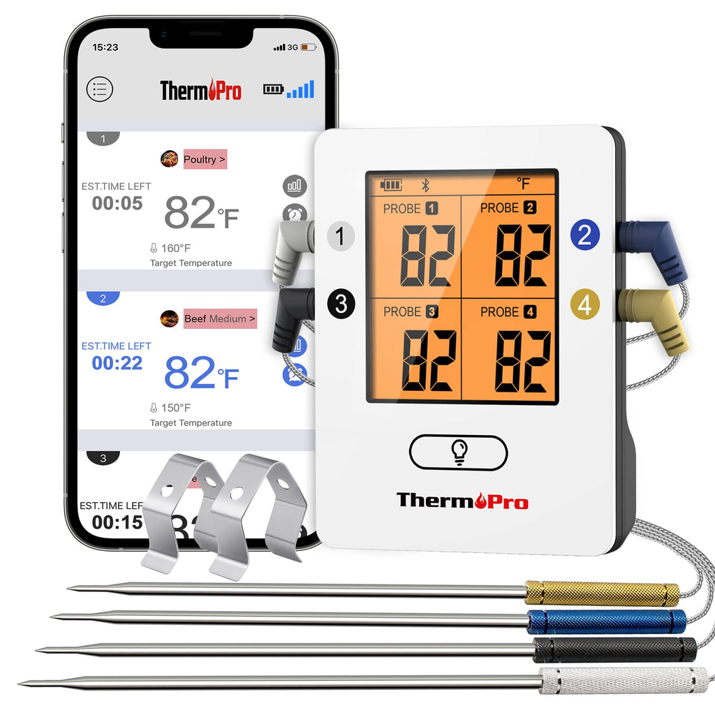 TempPro TempSync 650ft Bluetooth Meat Thermometer for Cooking with 4 Probes