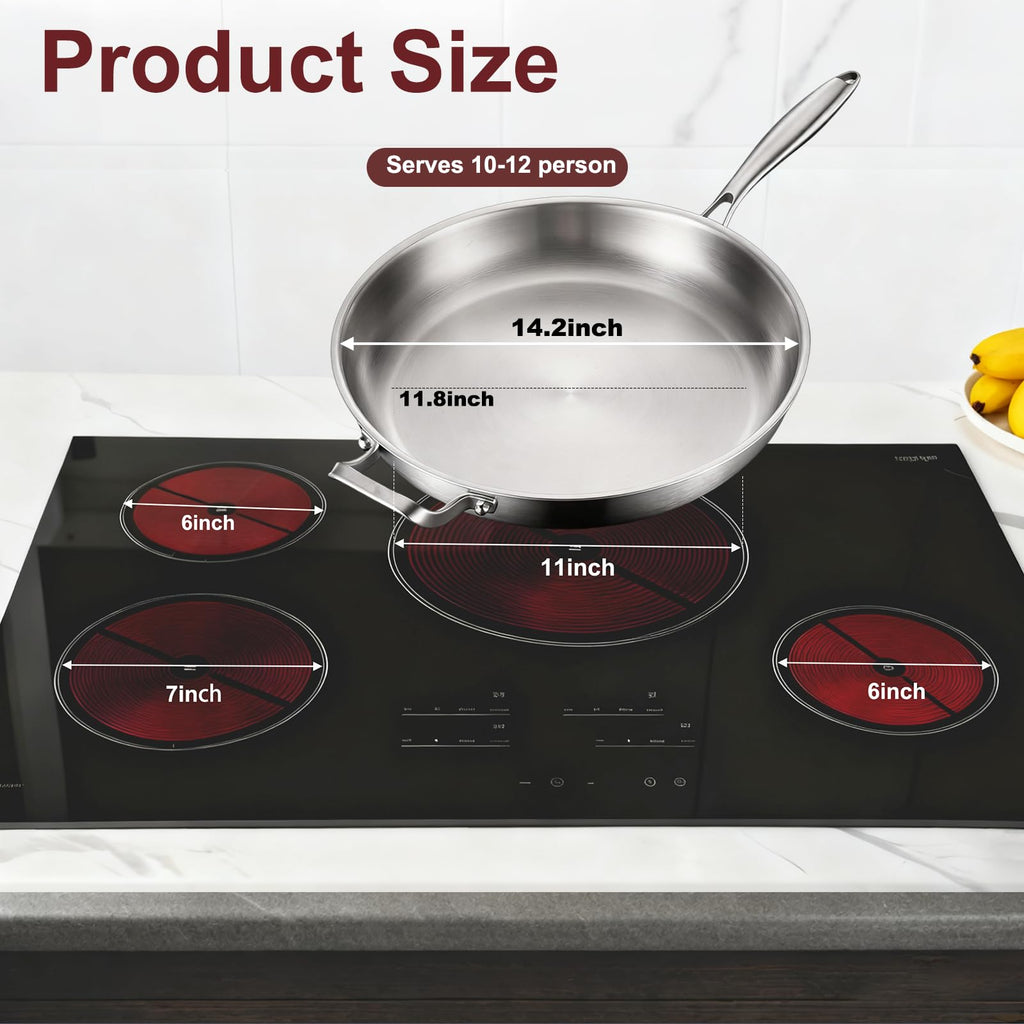 DELARLO Tri-Ply Stainless Steel Pan,18/10, 14.2"