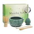 RANERANE 6-Piece Matcha Set, Matcha Whisk (Chasen) & Holder, Matcha Bowl with Spout, Sifter & Spoon, Bamboo & Ceramic, Dark Green