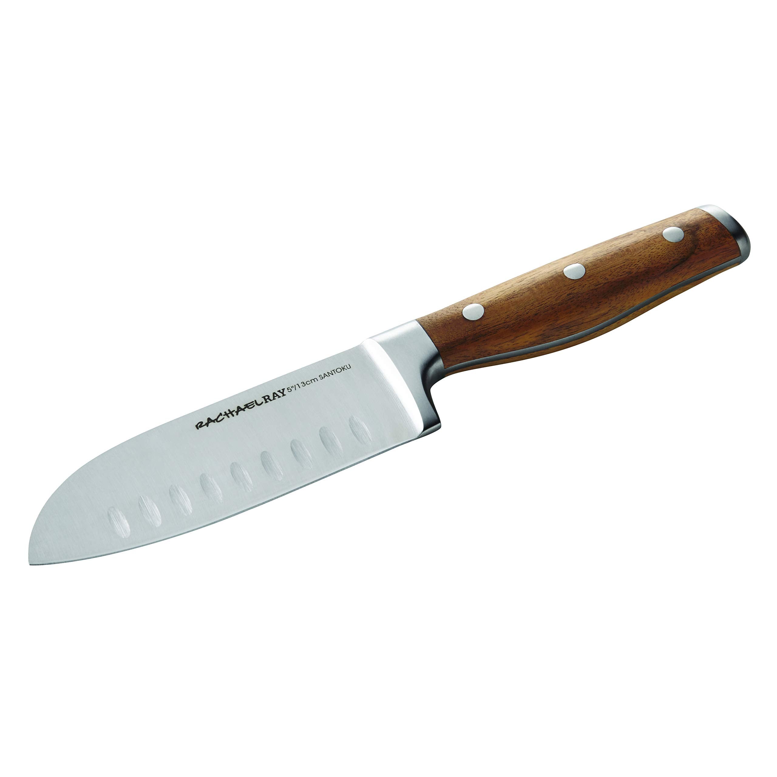 Rachael Ray Cucina Cutlery 2-Piece Japanese Stainless Steel Santoku Knife Set with Acacia Handles -,Acacia Wood