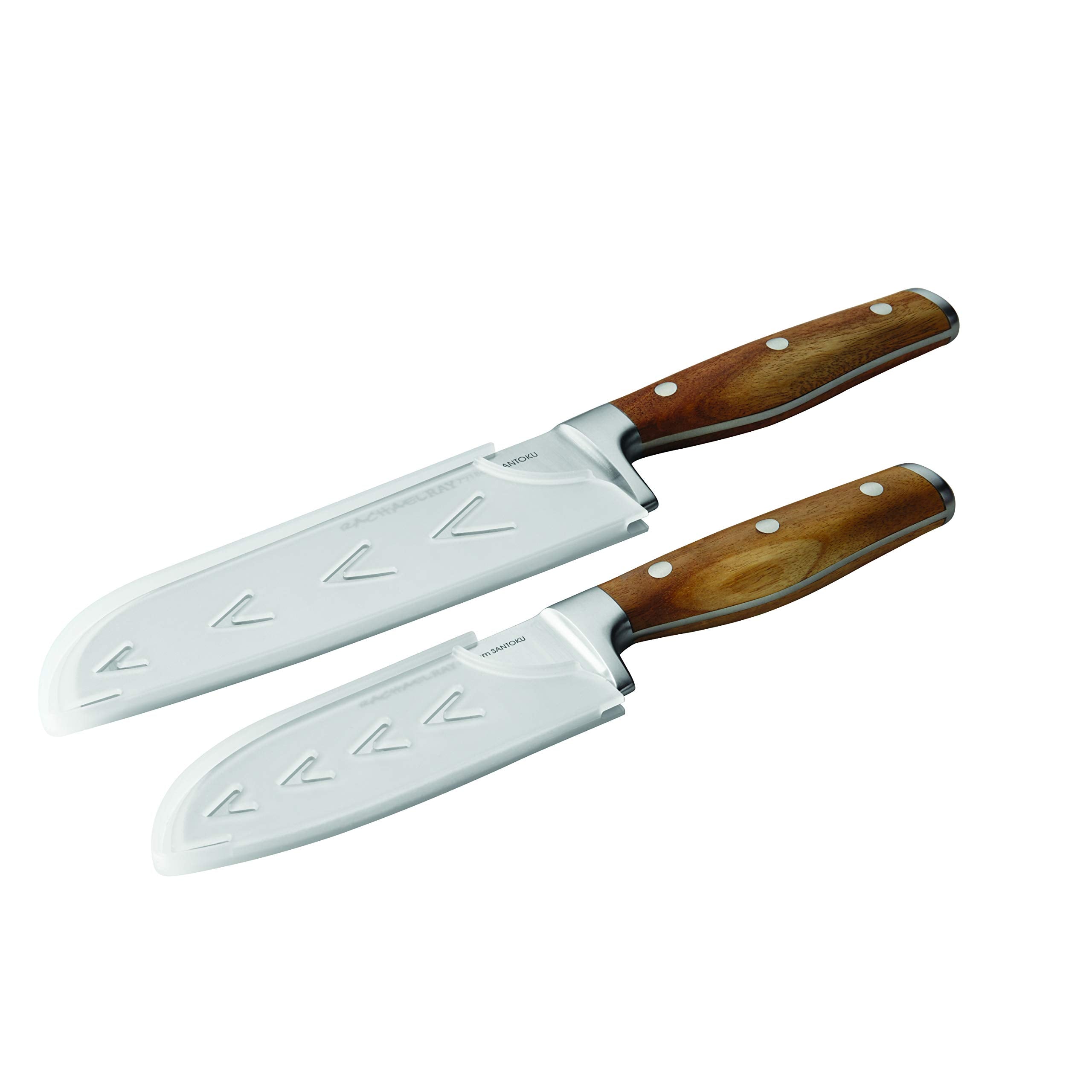 Rachael Ray Cucina Cutlery 2-Piece Japanese Stainless Steel Santoku Knife Set with Acacia Handles -,Acacia Wood