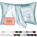 LYSHIN Silk Pillow Cases King Size with Hidden Zipper, Haze Blue