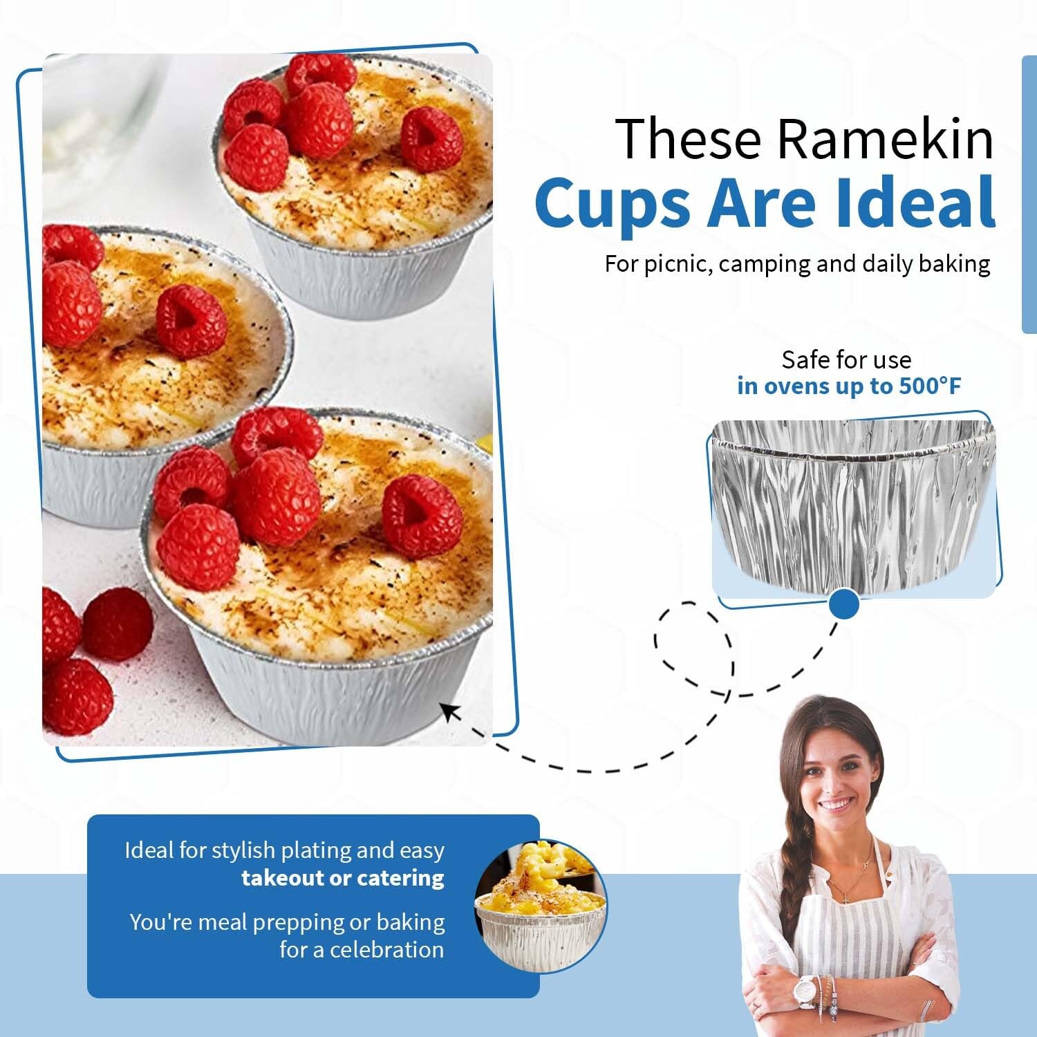 Angel's Peel Lounge Disposable Ramekins - Durable cup cake pans for baking - Aluminum Foil Ramekin for Tart, Appetizer-Utility, Muffin, Souffle, or Creme Brulee – 4 oz – pack of 50