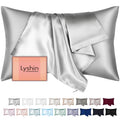 LYSHIN Silk Pillow Cases Standard Size with Hidden Zipper, Silver Grey
