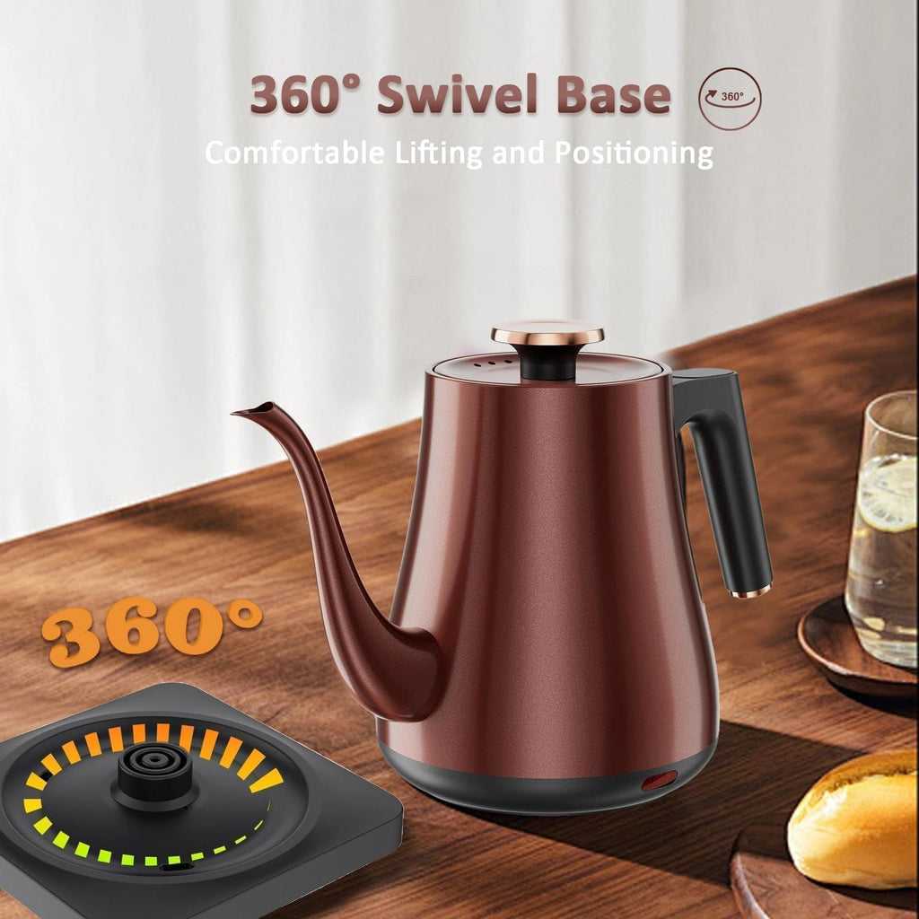 Tuehakny Gooseneck Electric Kettle 1.0L, 1000W, Pour Over, Vintage Copper