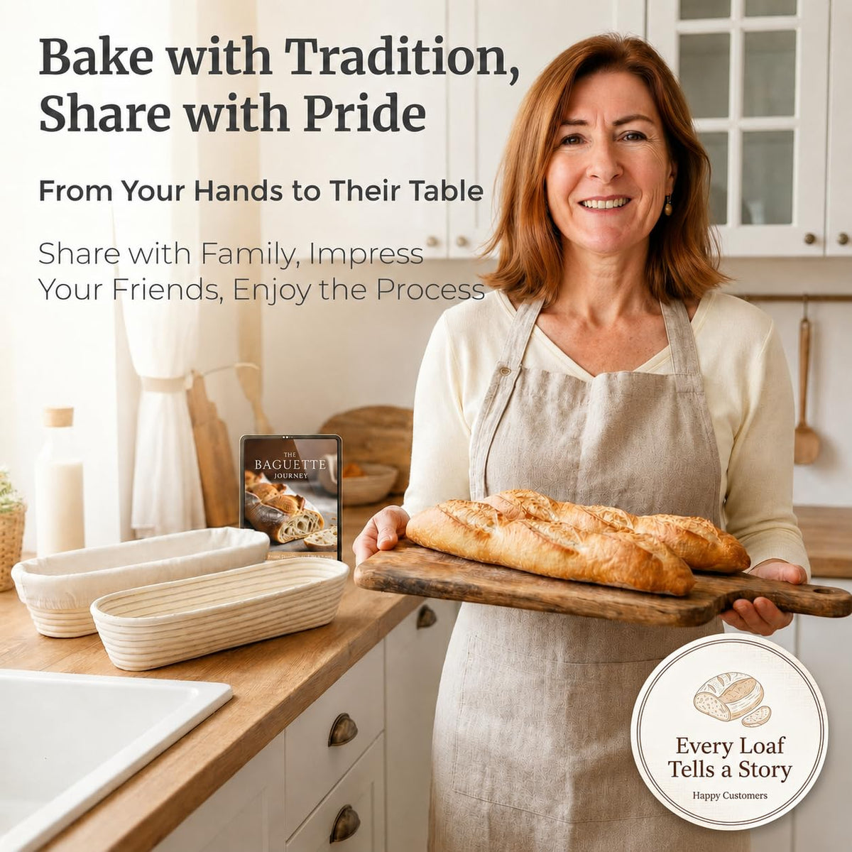 15 Inch Baguette Proofing Basket Set of 2 for Sourdough & French Bread