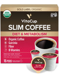 VitaCup Slim Organic Medium Dark Roast Coffee Pods for Diet Support, 16ct