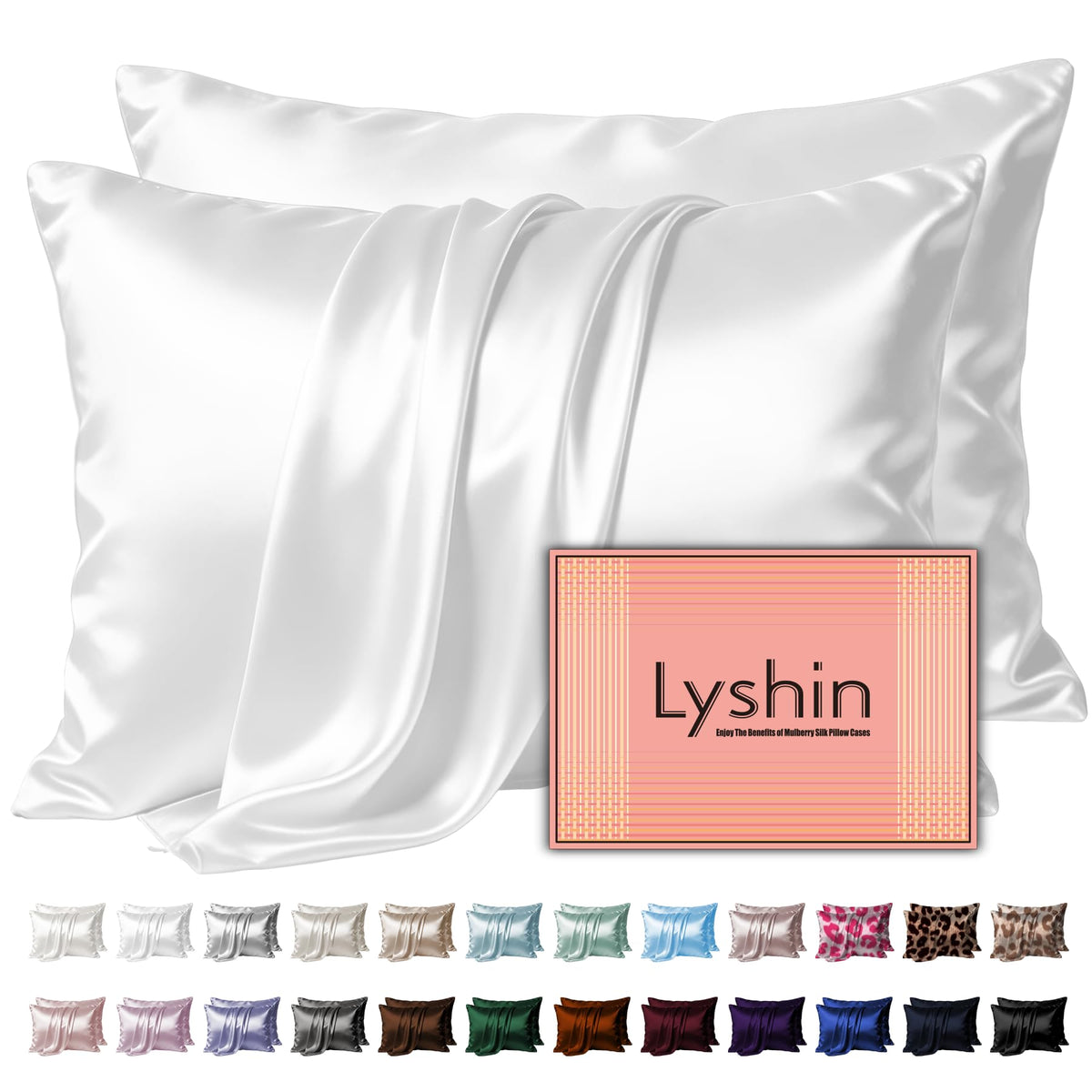 LYSHIN Silk Pillow Cases Standard Size with Hidden Zipper, Leopard