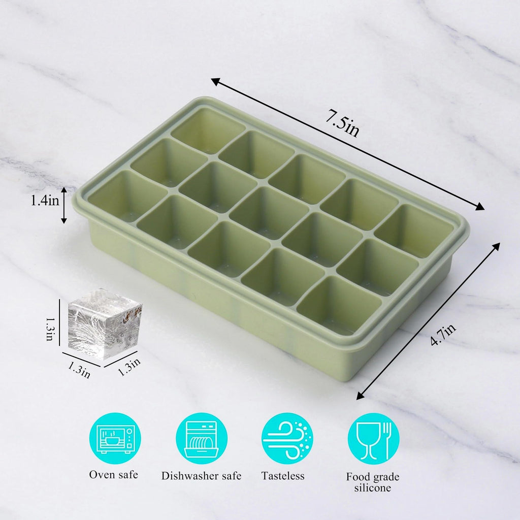 2 Tbsp Silicone Freezer Molds - Perfect for Storing Garlic, Herbs, Ginger, Pesto, Tomato Paste, Lemon Juice, Purees and More - Silicone Food Freezer Tray (Green 4 Pack)