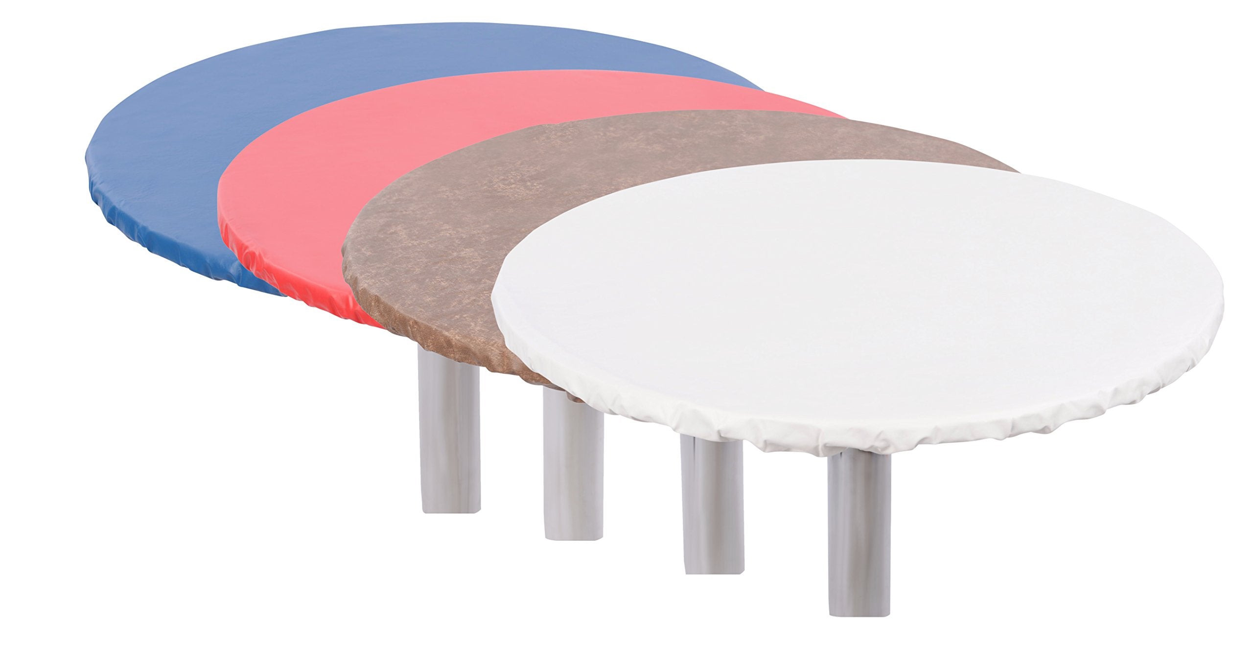 Yourtablecloth Heavy Duty Vinyl Round Fitted Tablecloth (Table Cover) with Flannel Backing Vibrant Colors Elasticized Tablecloth Great for Indoor and Outdoor Dining and Playing Cards 36” Royal Blue