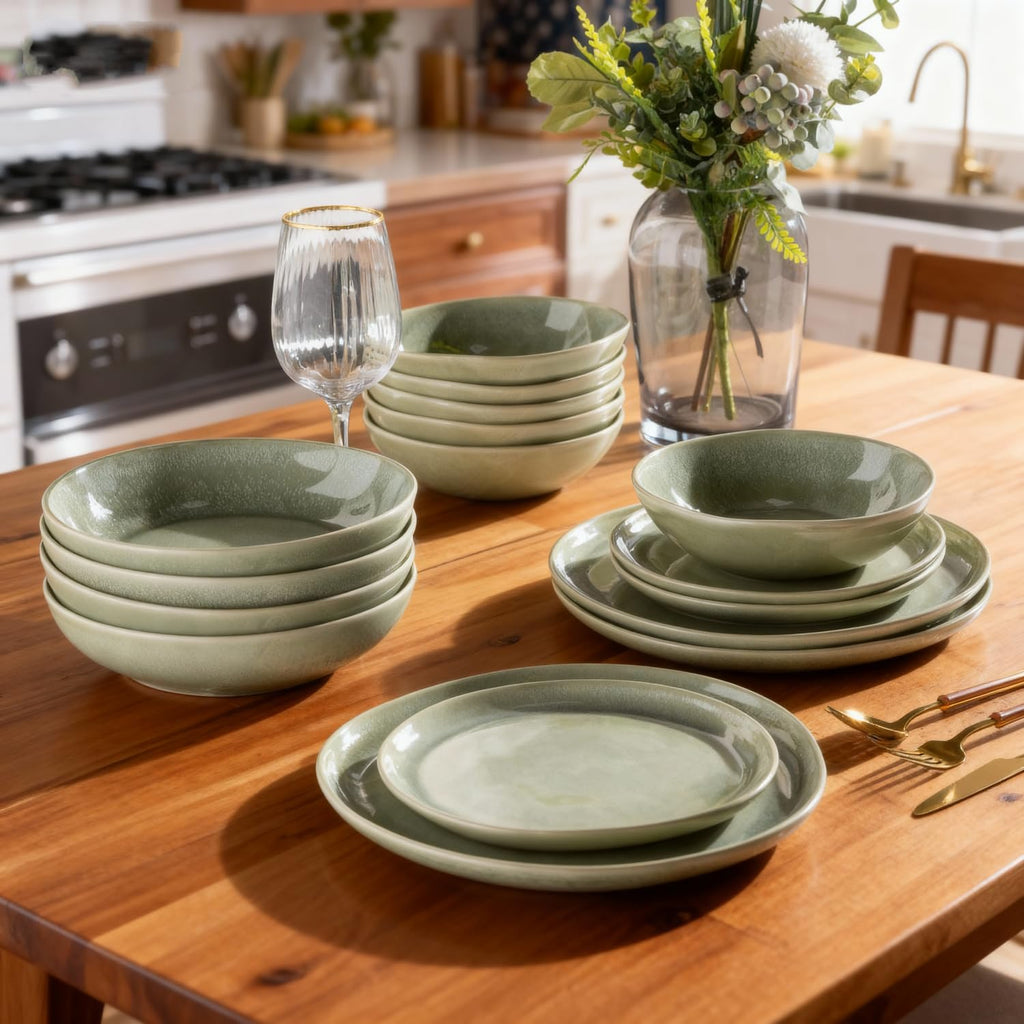 AmorArc Ceramic Dinnerware Sets for 8, 24Pcs Plates and Bowls Sets Dishes