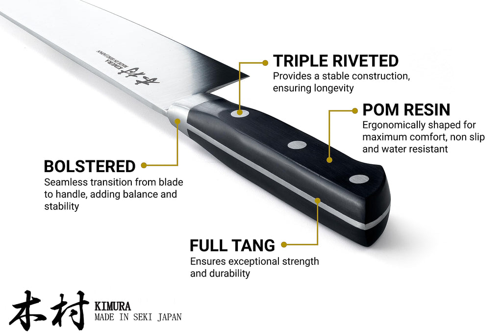 Kimura Slicer Knife, [Made in Japan], 8 inch Professional Chef Knife, Ultra Sharp High Carbon Molybdenum Stainless Steel Kitchen Knives, Chefs Knife with Ergonomic Handle - Japanese Carving Knife