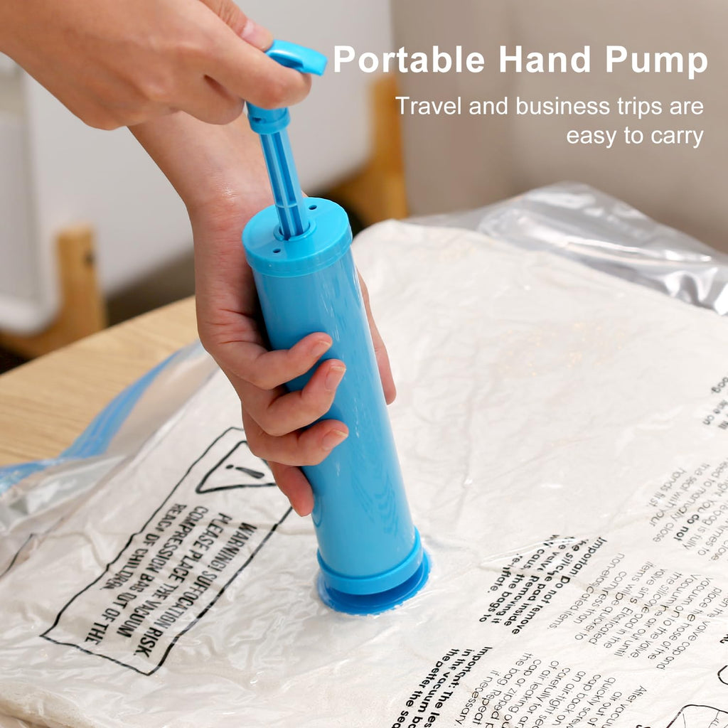 UPGOGO Vacuum Bags for Travel, 12 Pack with Hand Pump, Space Saver Vacuum Storage Bags, Travel Essentials, Clothes, Blankets, Pillows