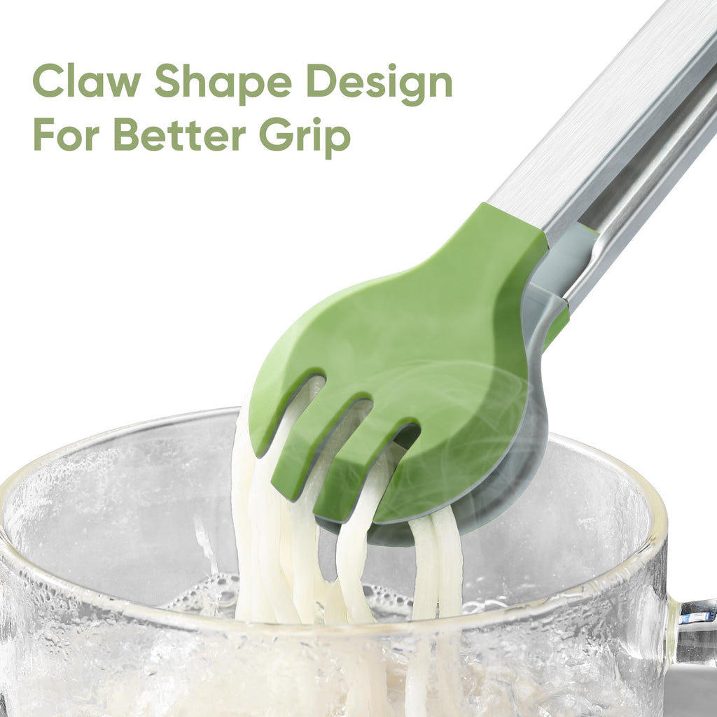 12 Inch Cooking Tongs, Stainless Steel Kitchen Tongs with Silicone Tips