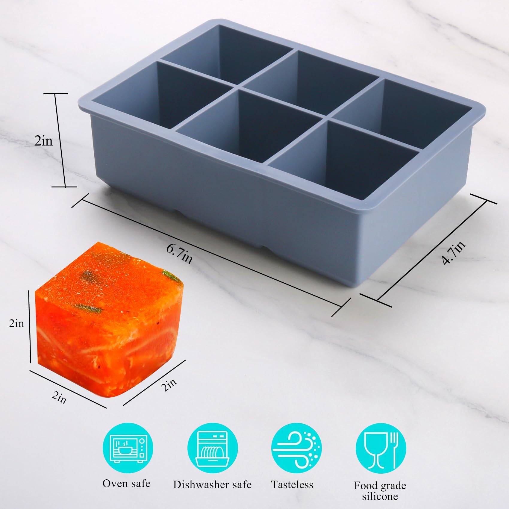 BECOKIT 1/2 Cup Silicone Freezer Tray With Lid,Silicone Freezer Molds 3-Pack For meal prep & freezing of various sauces and other dishes, makes 18 perfect 1/2 cup portions cubes (Multicolor 3 Pack)
