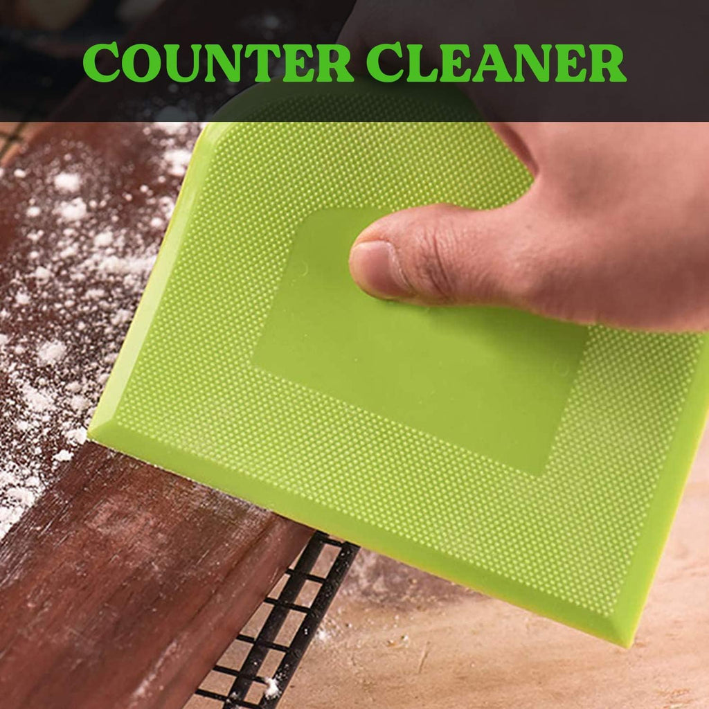 SURDOCA Dough Bench Scraper - 3P 5.9x4.3" Plastic Flexible Bowl Scraper, Sharp Edge & Angles Cake Scraper. Non-Slip Bakeware Decorating Tools Sculpting & Modeling Tools - White+Pink+White