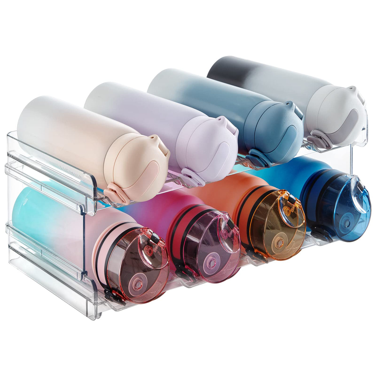 Lifewit Stackable Water Bottle Organizer for Cabinet, Clear Tumbler Holder